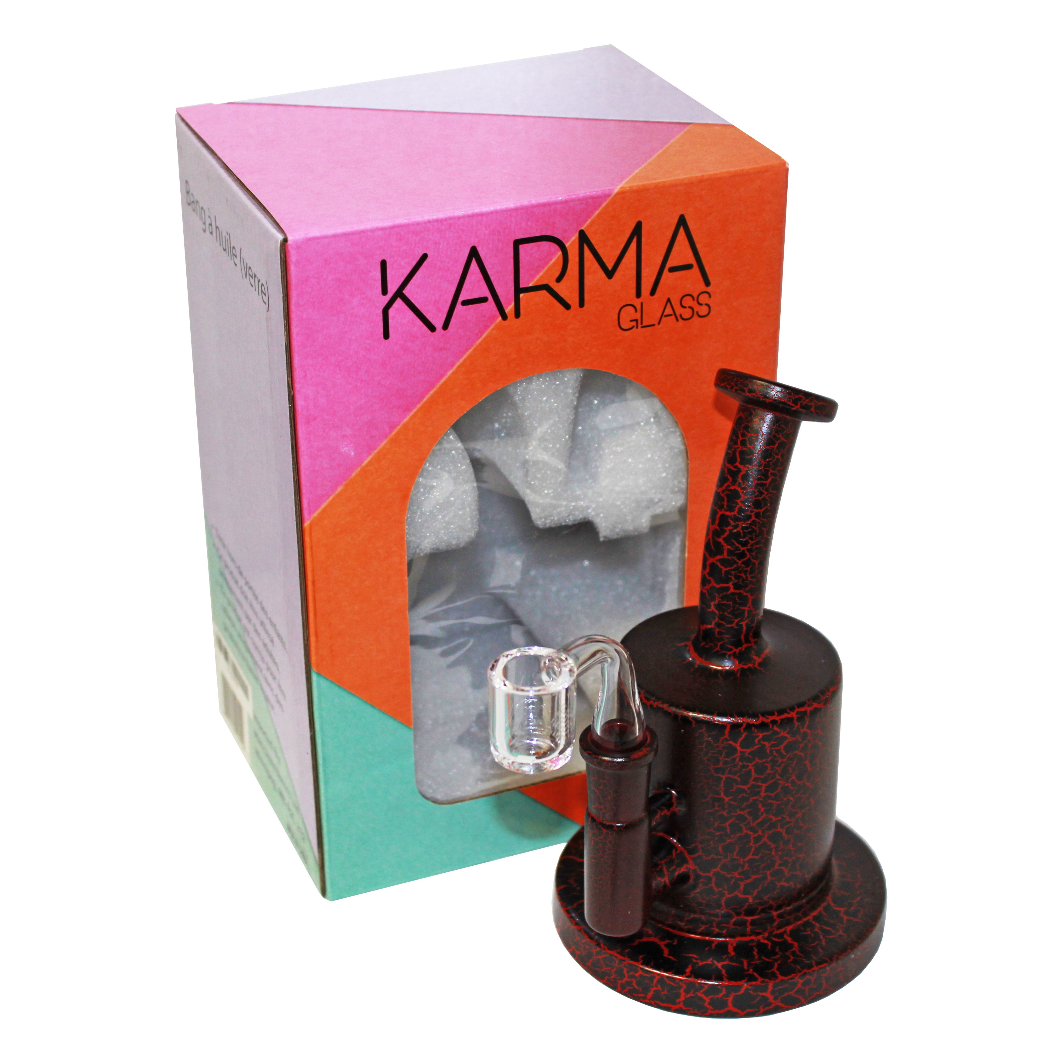 Glass Dab Rig Karma 6" Red Lightning Plated Inline