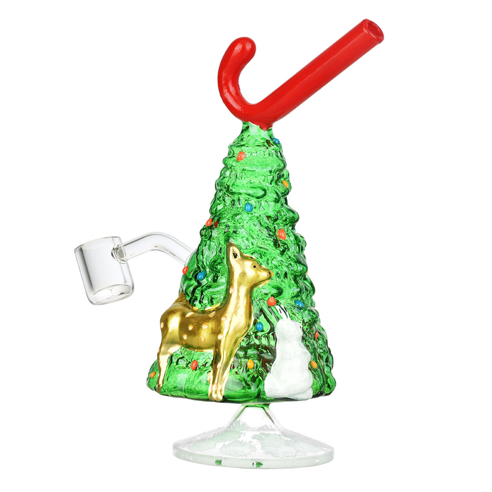 Glass Rig Christmas Tree w/ Candy Cane 7.25"