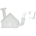 Glass Rig Frosted Christmas House w/ Glow in Dark Lights Mini 3"