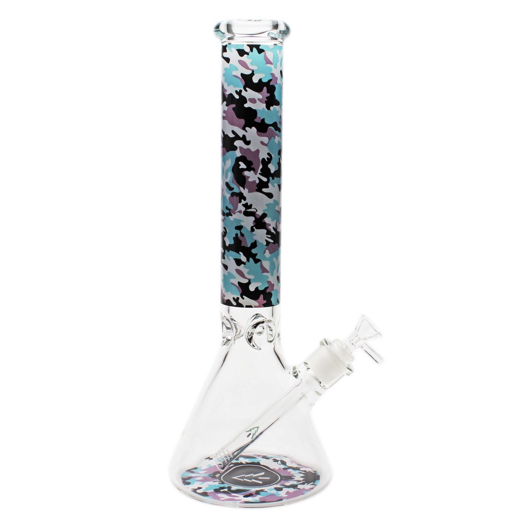 Glass Bong Tree Glass 15" 7mm Beaker DigiCamo Pattern