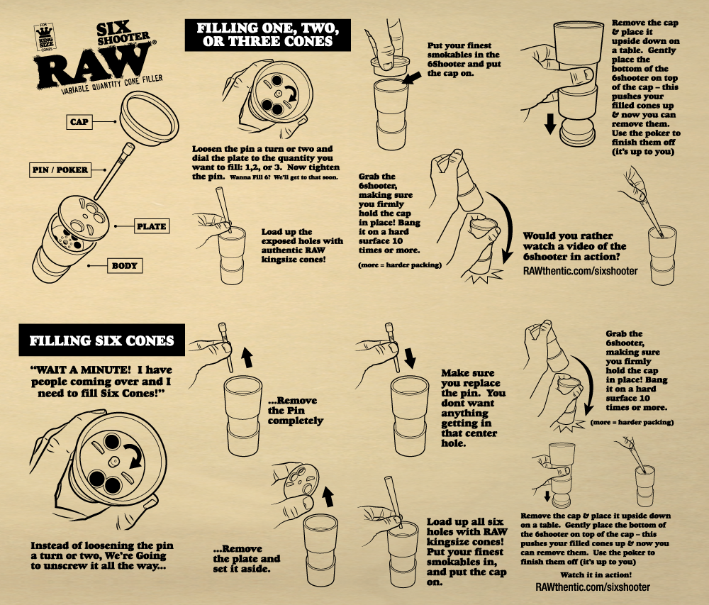 Raw Six Shooter 1 1/4 Cone Filler