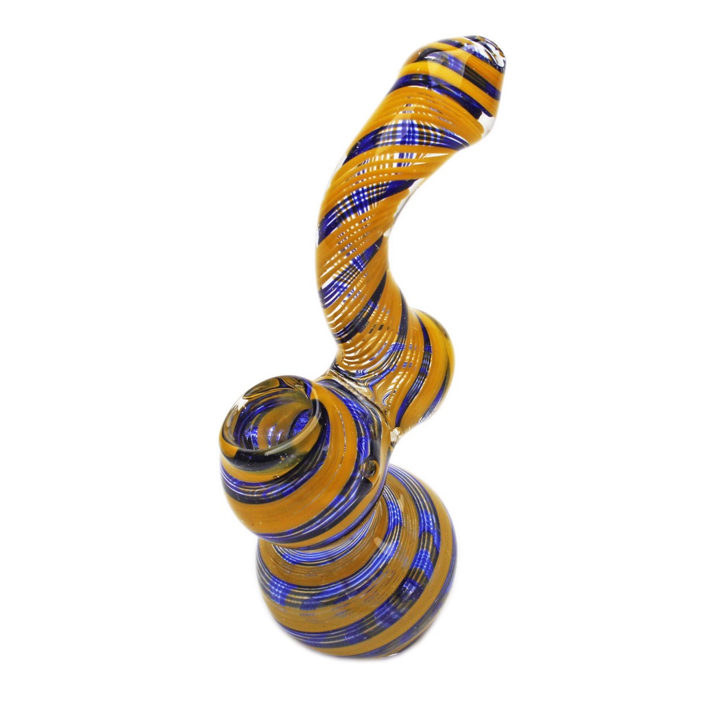 Glass Bubbler Genuine Pipe Co 3" Stand Up Bubbler Color Swirl Yellow