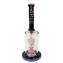 Glass Bubbler Tree Glass 10" Black and Pink