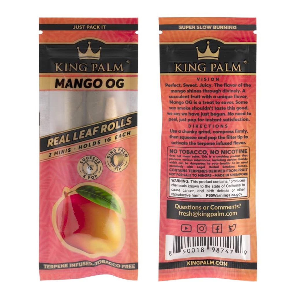 King Palm Mini Pre-Roll - Mango - 2 Per Pack - Display of 20