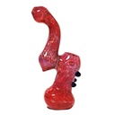 Glass Bubbler Genuine Pipe Co 6" Stand Up Red Aztec