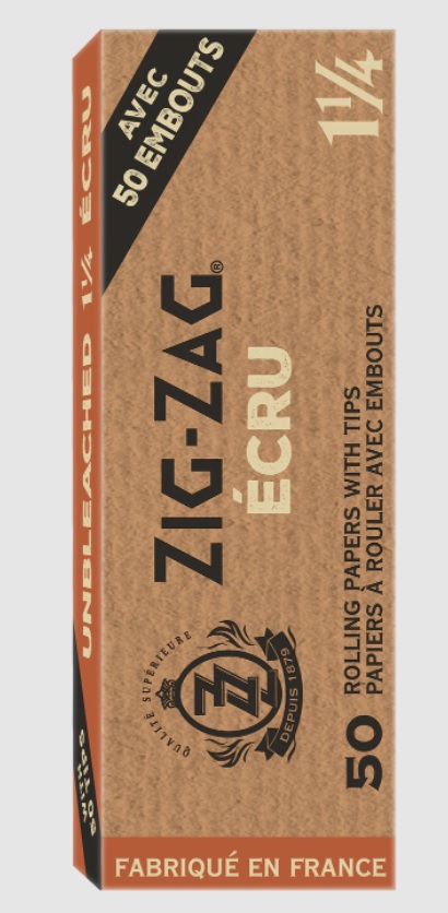 Pre Rolled Zig Zag Unbleached 1 1/4 Rolling Kit Papers Box of 24