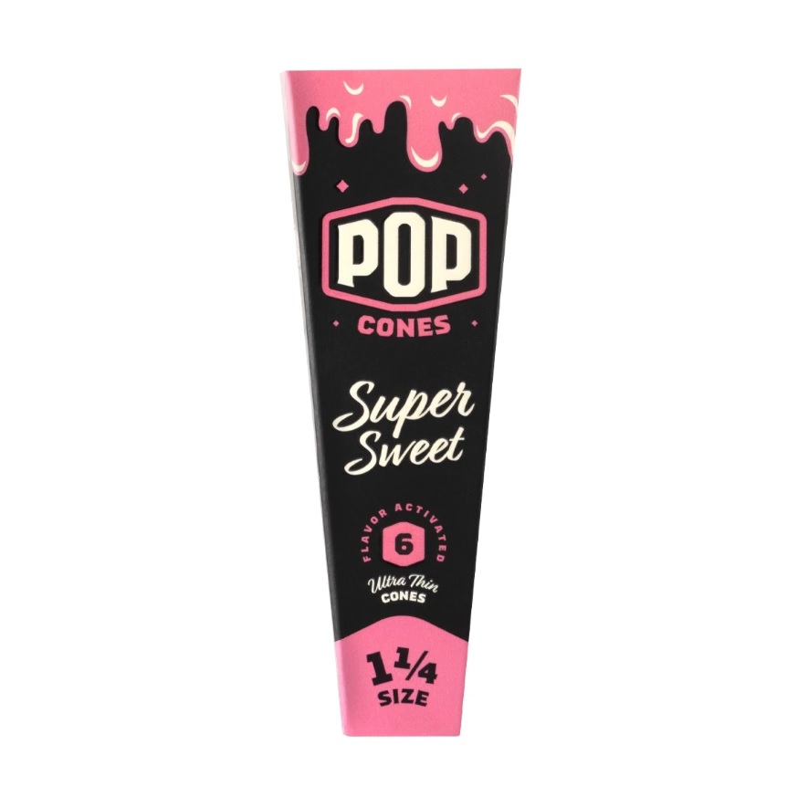 Pre-Rolled Cones Pop 1.25 6pk Super Sweet Flavor Tip Box of 24