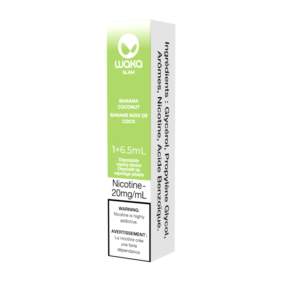 *EXCISED* Disposable Vape Waka Slam 2500 Puff Banana Coconut Box of 10