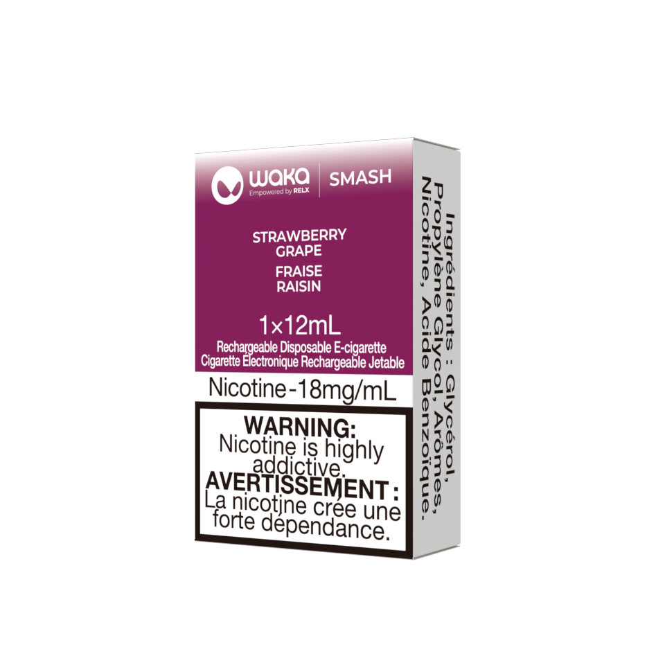 *EXCISED* Disposable Vape Waka Smash 6000 Puff Strawberry Grape Box of 10