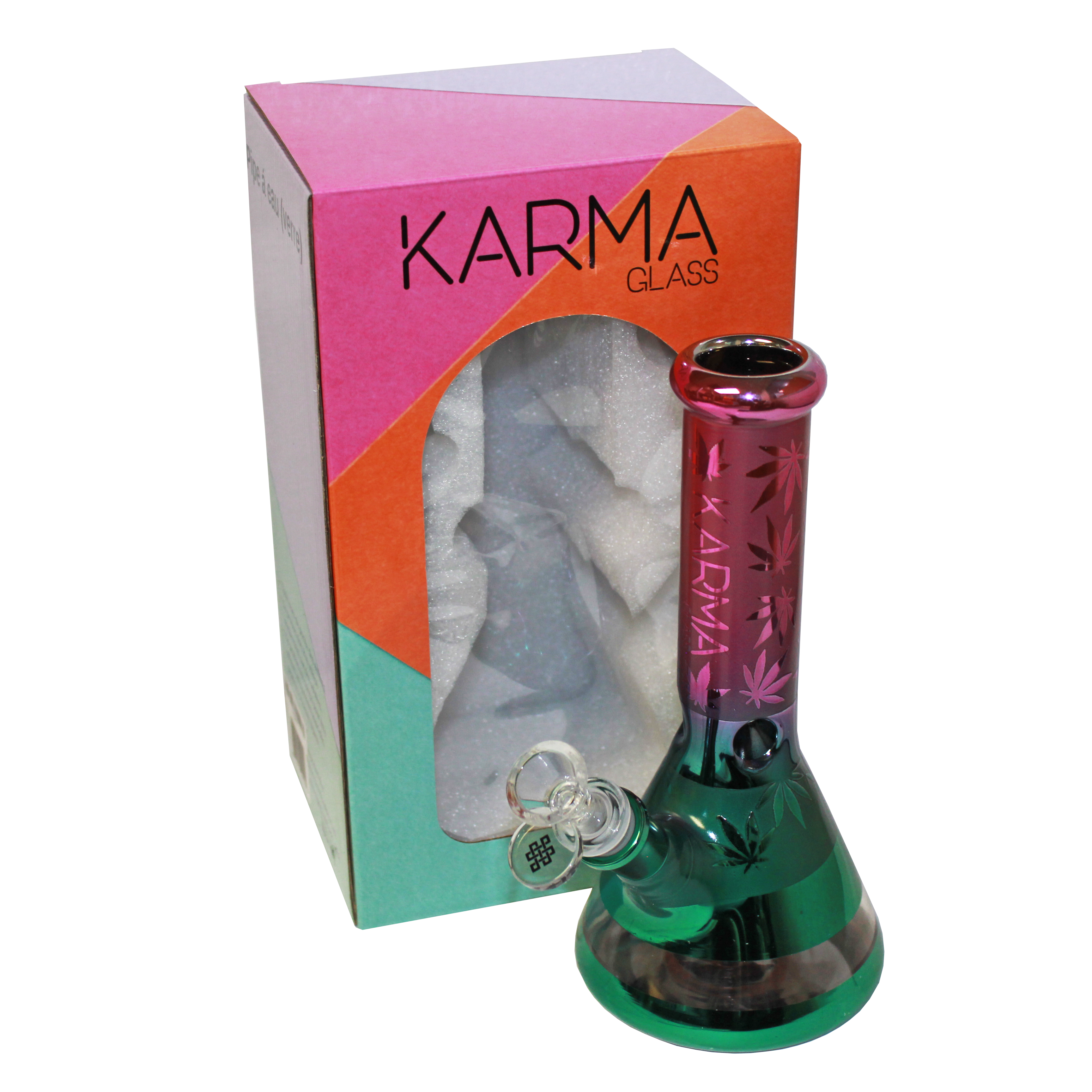 Glass Bong Karma 9" Beaker Metallic Purple and Green