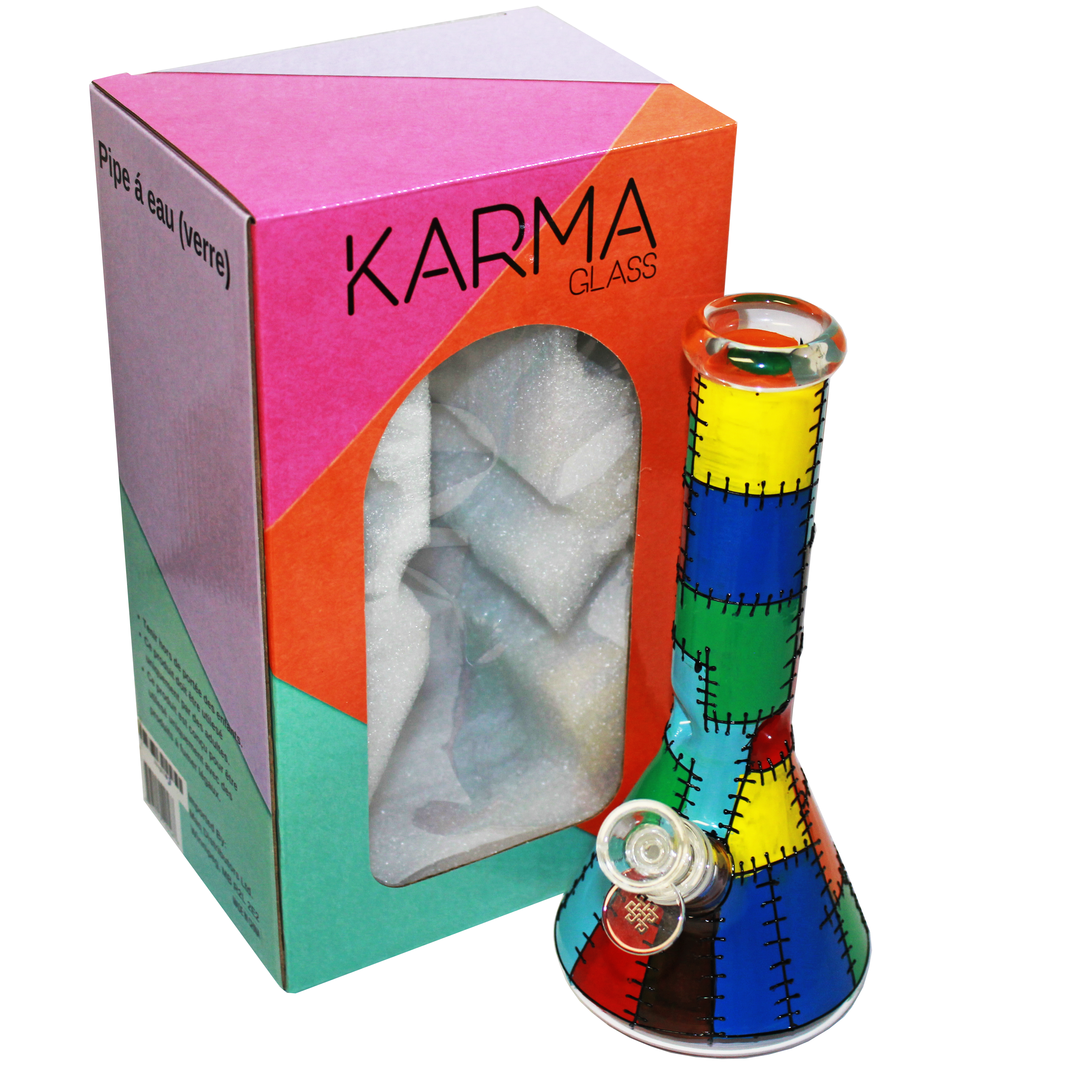 Glass Bong Karma 9" Beaker Stitched Up Design