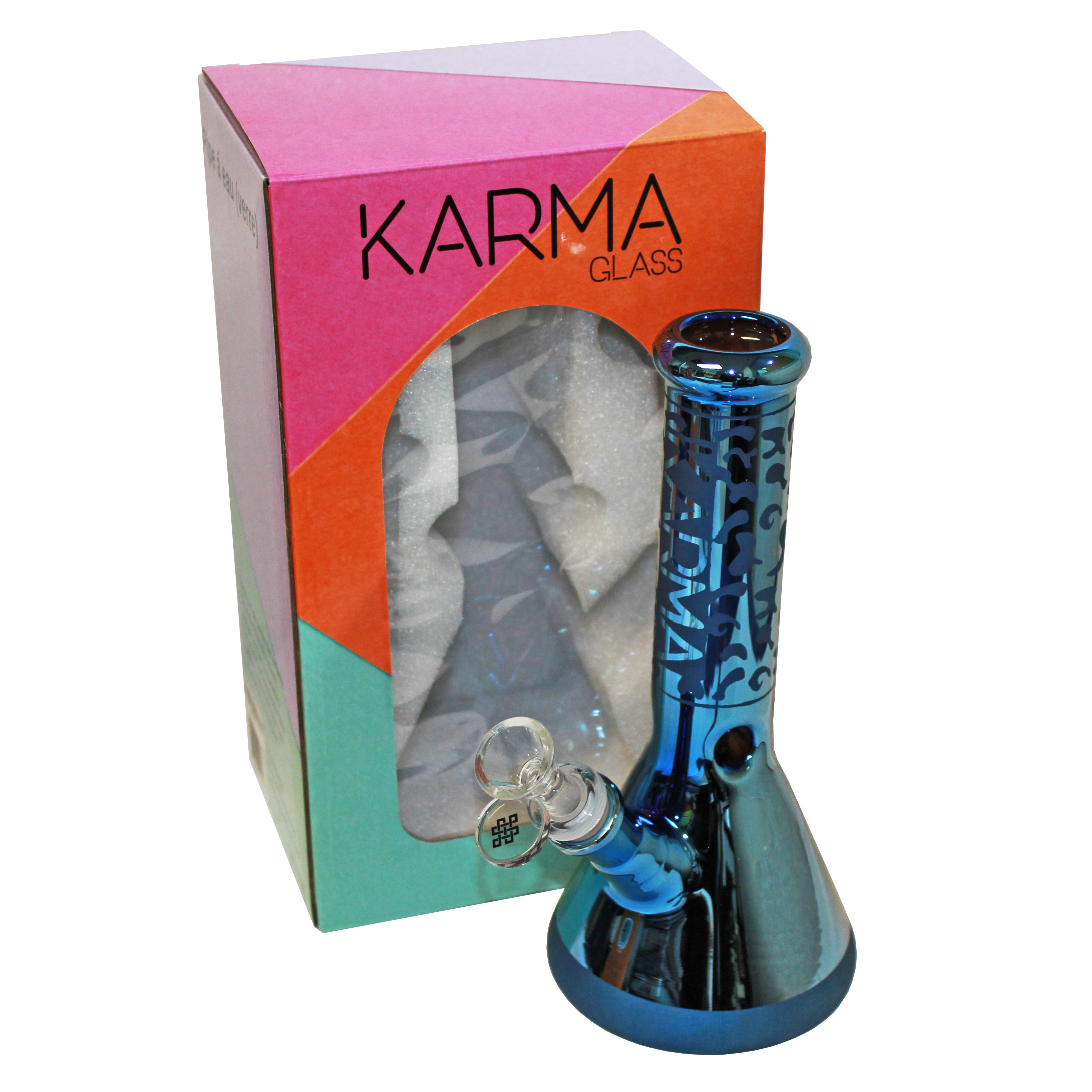 Glass Bong Karma 9" Beaker Blue Metallic