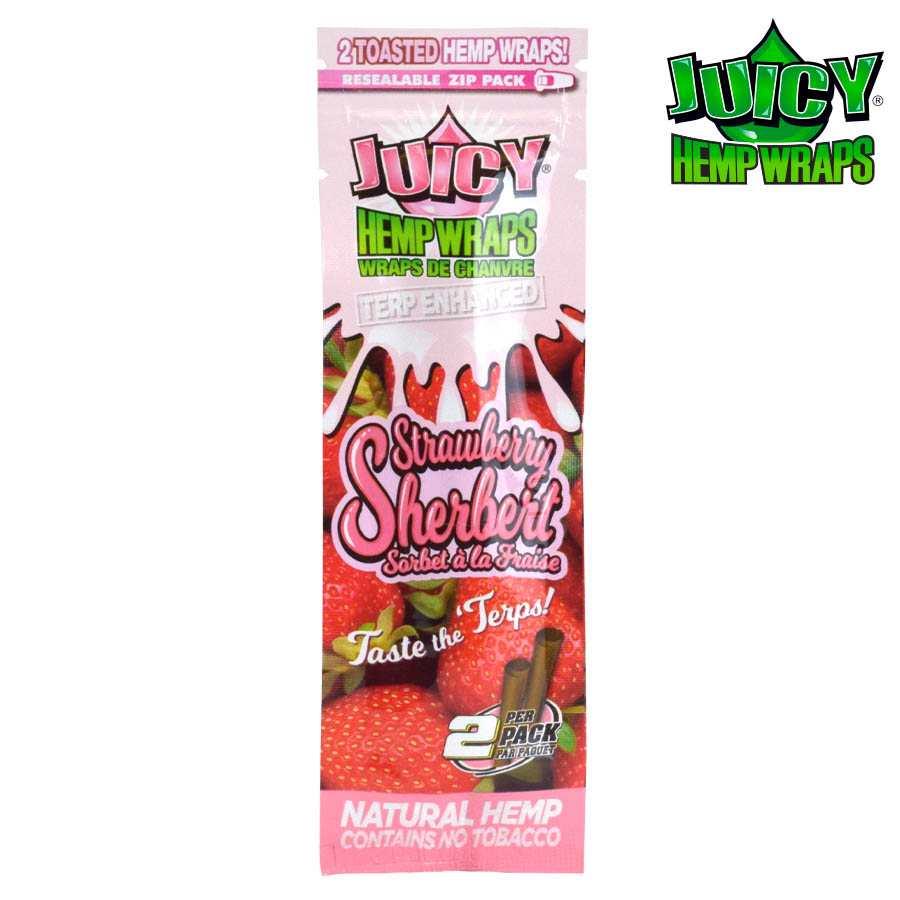 Hemp Wraps Terp Enhanced Juicy Jay Strawberry Sherbert Box of 25