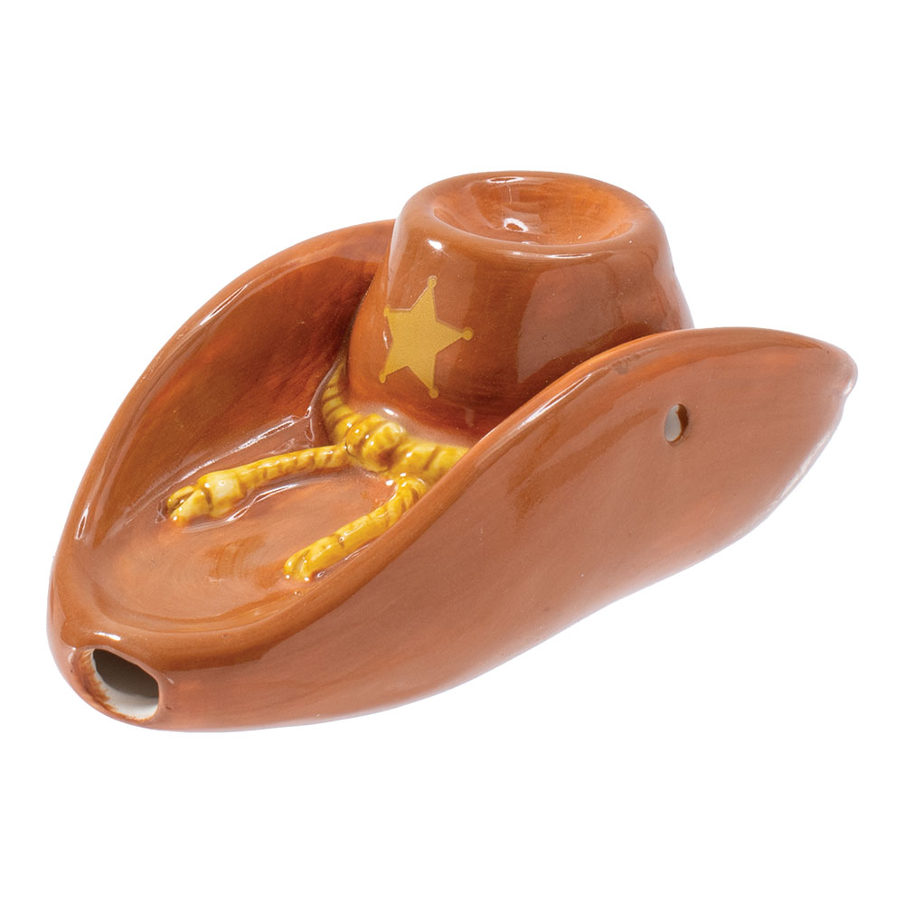 Ceramic Pipe Wacky Bowlz Cowboy Hat 4"