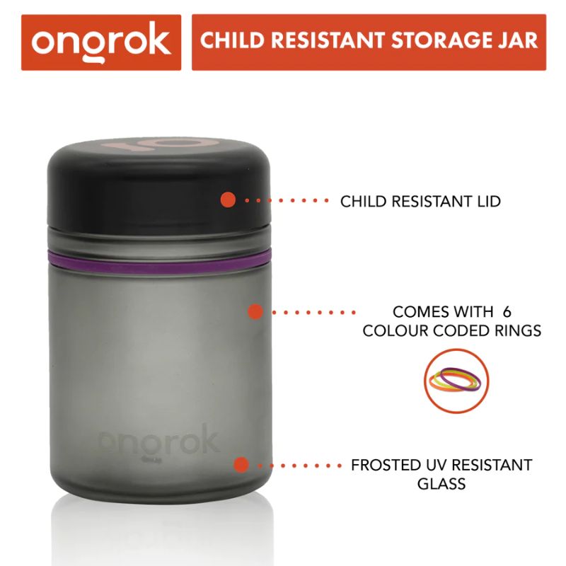 Glass Storage Jar Ongrok Child Resistant 500ml 1 oz. Pack of 2