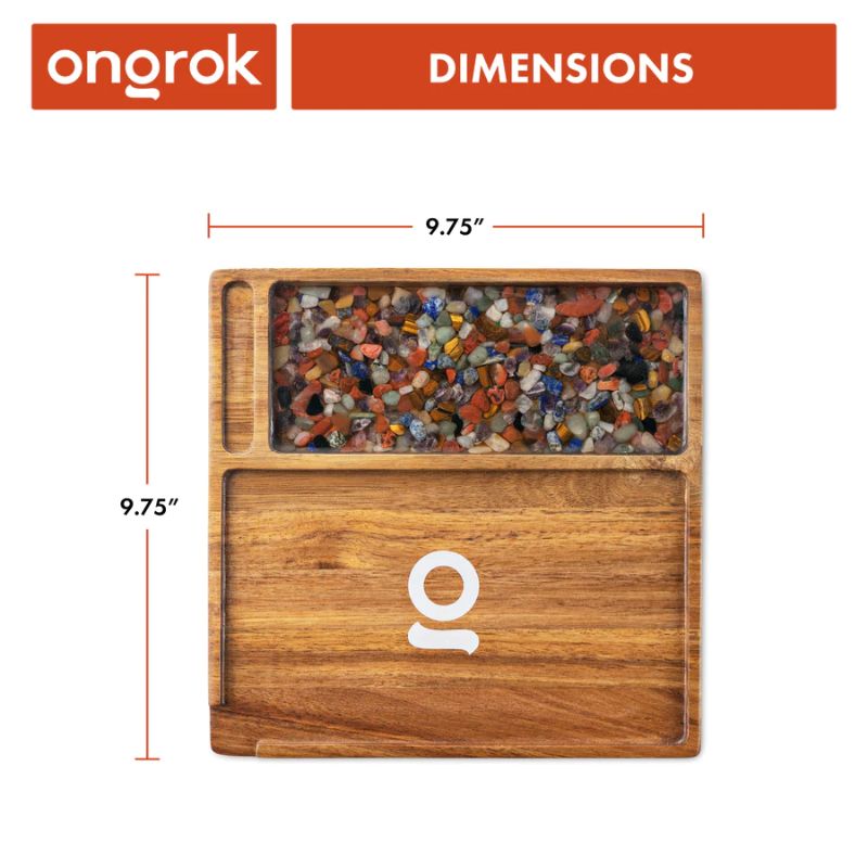 Rolling Tray Ongrok Wood Acacia Tray Medium Stone