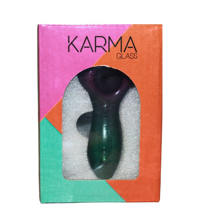 Glass Pipe Karma Metallic Purps & Greens Leaves 4"