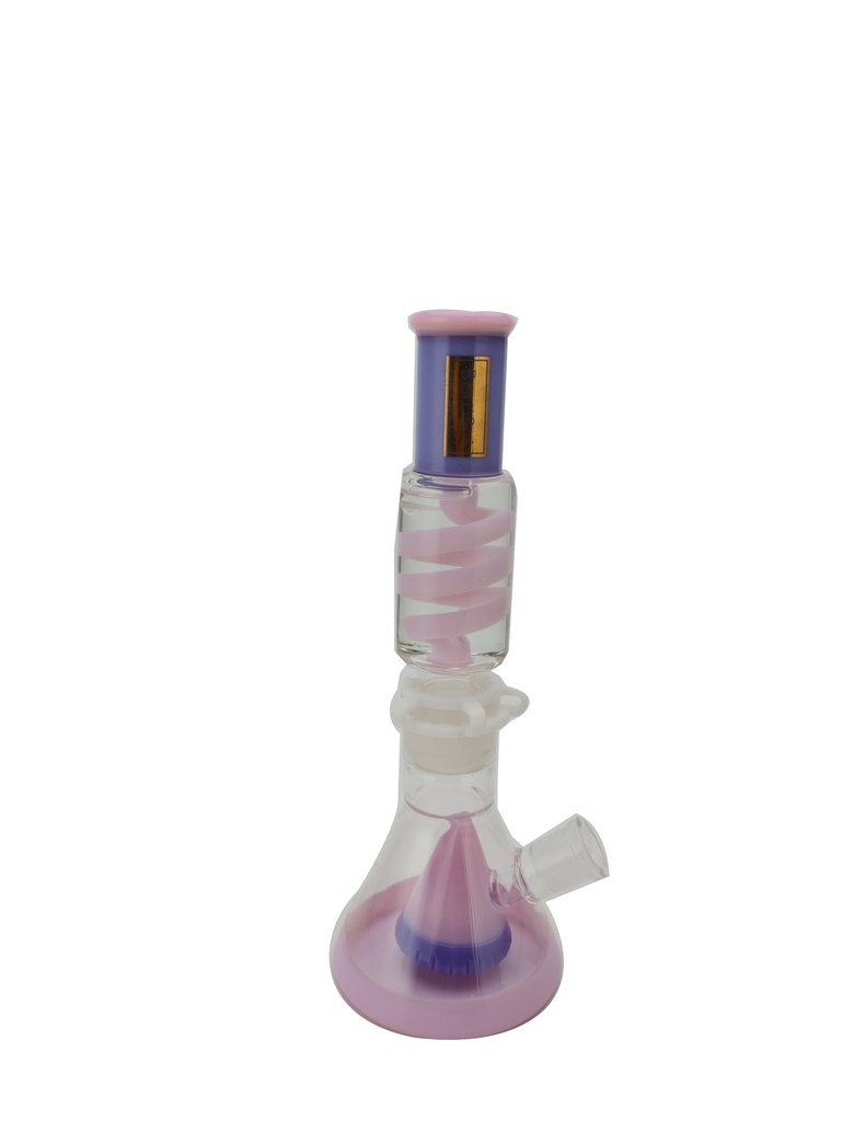 Glass Bong Borosci Pyramid Perk Freezer Coil 10" Pink/Purple