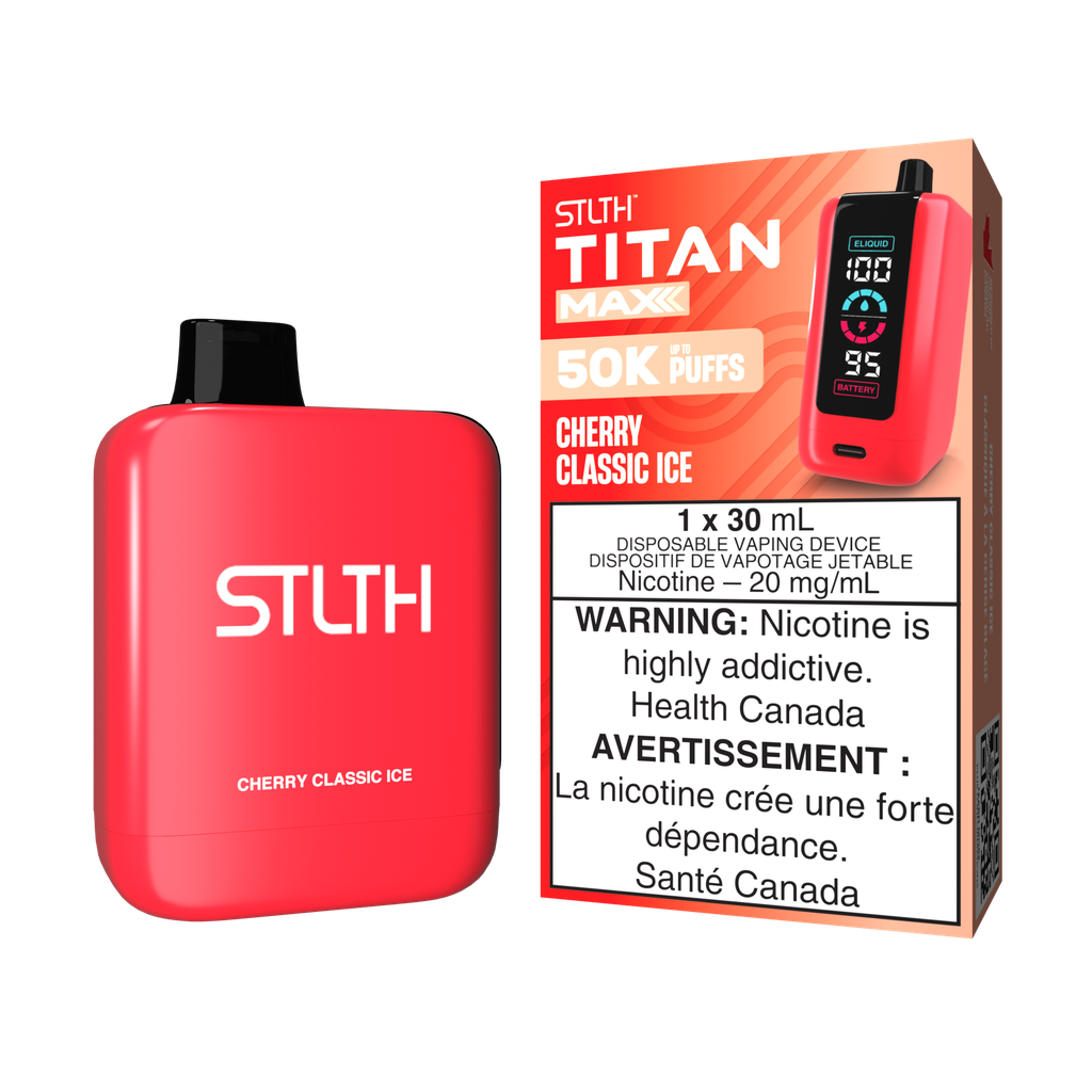 Manitoba *EXCISED* Disposable Vape STLTH Titan Max 50K Cherry Classic Ice Box of 4
