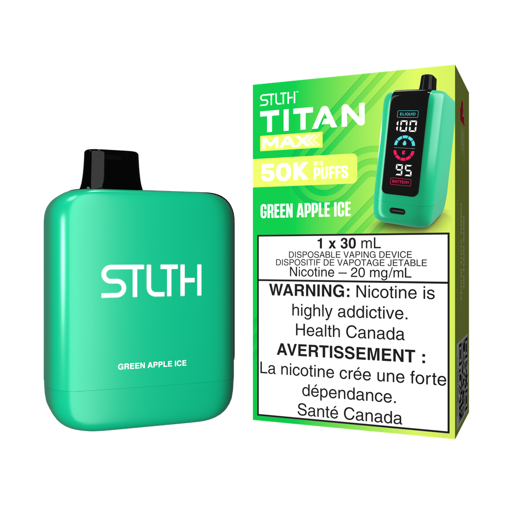 Manitoba *EXCISED* Disposable Vape STLTH Titan Max 50K Green Apple Ice Box of 4