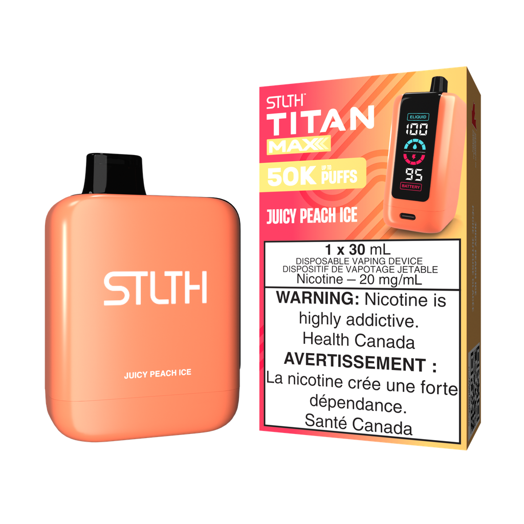 Manitoba *EXCISED* Disposable Vape STLTH Titan Max 50K Juicy Peach Ice Box of 4