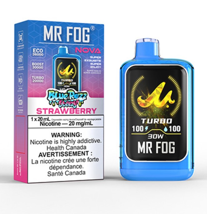 Federal *EXCISED* Disposable Vape Mr Fog NOVA Blue Razz Steezy Strawberry Box of 5