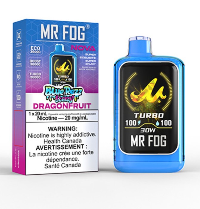 Federal *EXCISED* Disposable Vape Mr Fog NOVA Blue Razz Steezy Dragonfruit Box of 5