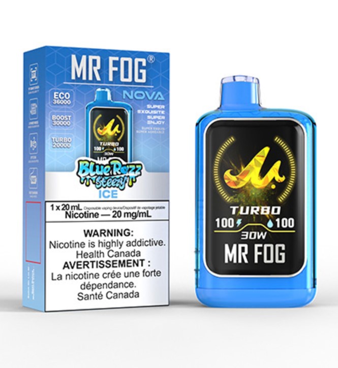 Federal *EXCISED* Disposable Vape Mr Fog NOVA Blue Razz Steezy Ice Box of 5