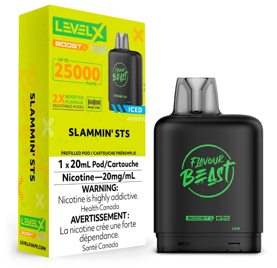 Manitoba *EXCISED* Nicotine Pod Flavour Beast Level X Boost G2 Slammin' STS Iced Box of 6