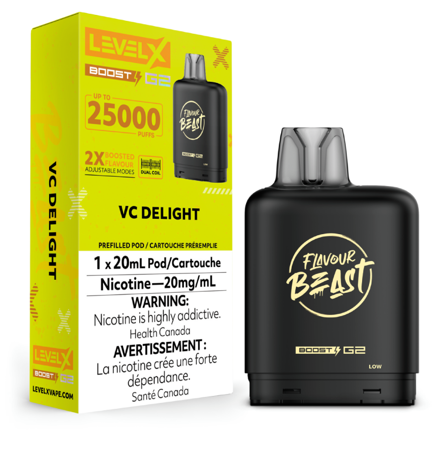 Manitoba *EXCISED* Nicotine Pod Flavour Beast Level X Boost G2 VC Delight Box of 6