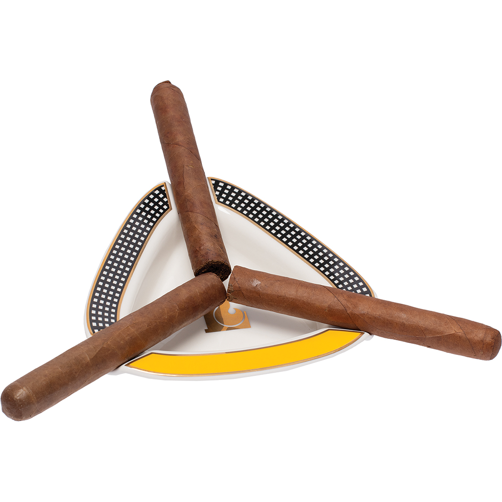 Ashtrays Lucienne Checkered Yellow Triangle Large