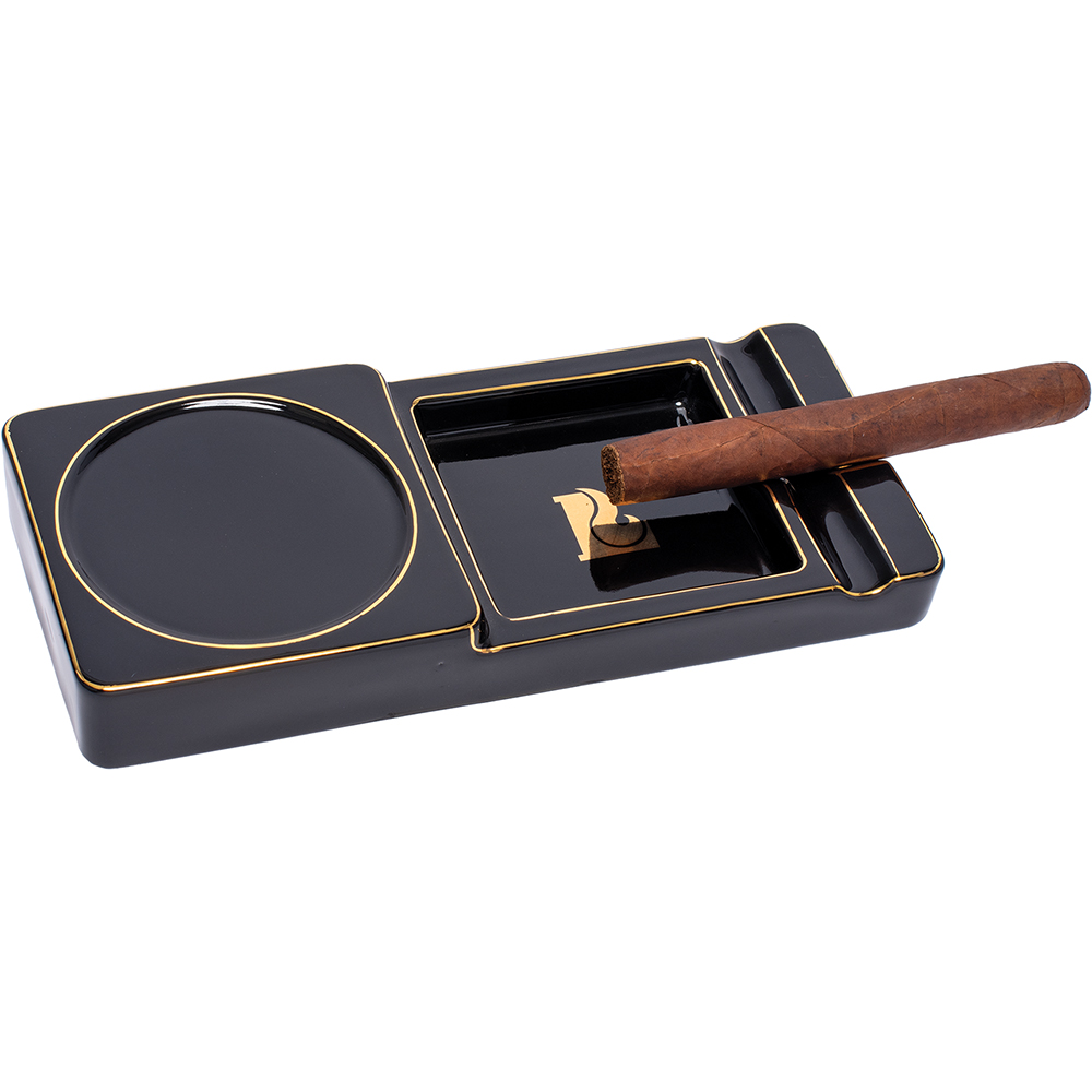 Ashtrays Lucienne Black Cigar & Whiskey Glass Holder Large