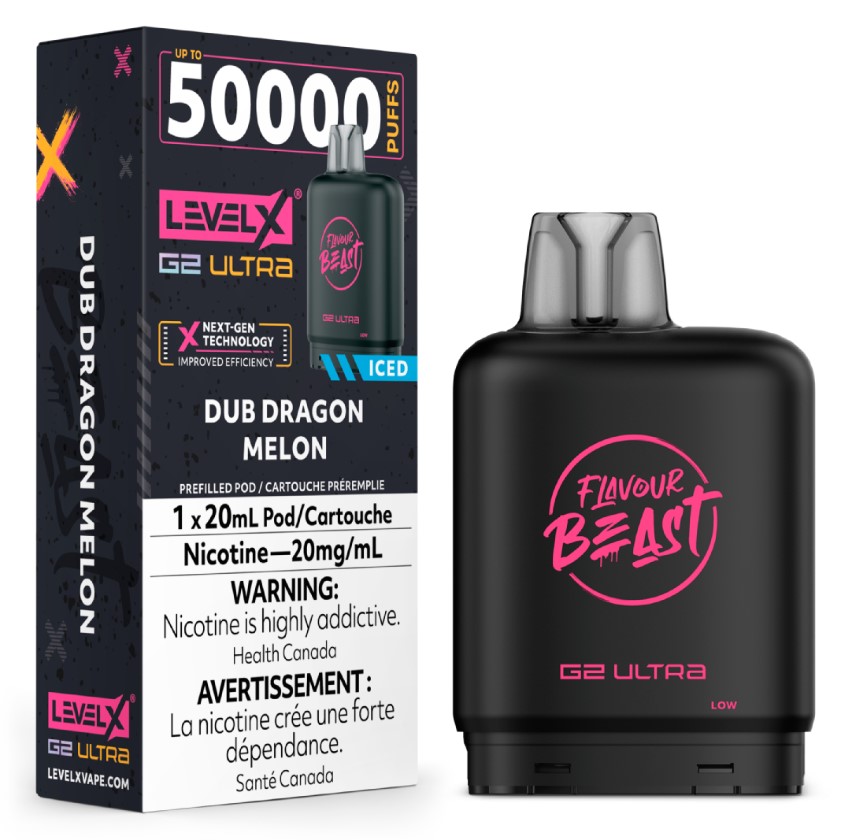 Ontario *EXCISED* Nicotine Pod Flavour Beast G2 Ultra Dub Dragon Melon Box of 6