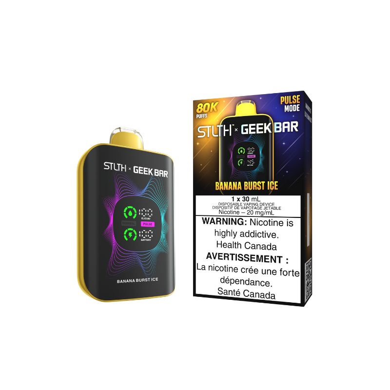 Manitoba *EXCISED* Disposable Vape STLTH X Geek Bar 80K Pulse Banana Burst Ice Box of 4
