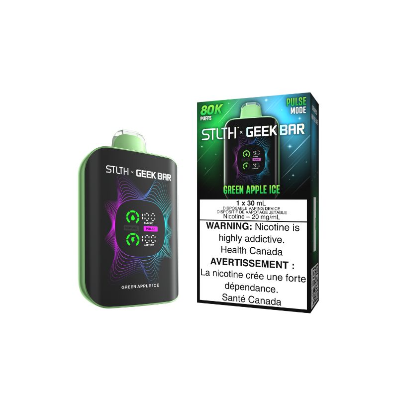 Manitoba *EXCISED* Disposable Vape STLTH X Geek Bar 80K Pulse Green Apple Ice Box of 4