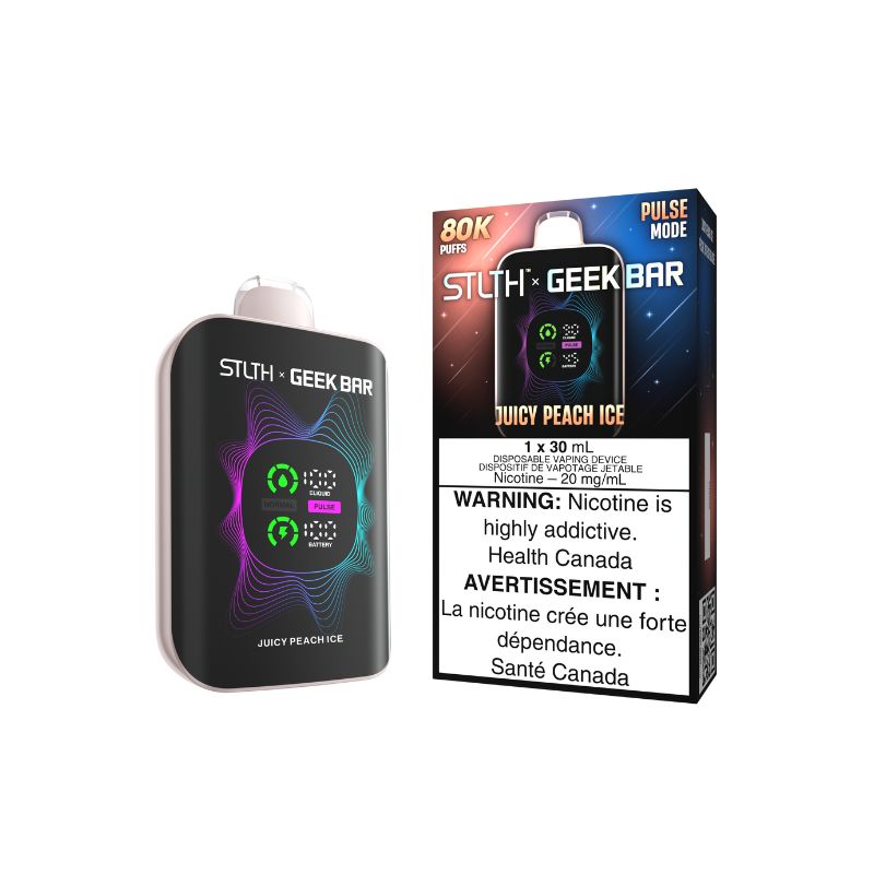 Manitoba *EXCISED* Disposable Vape STLTH X Geek Bar 80K Pulse Juicy Peach Ice Box of 4