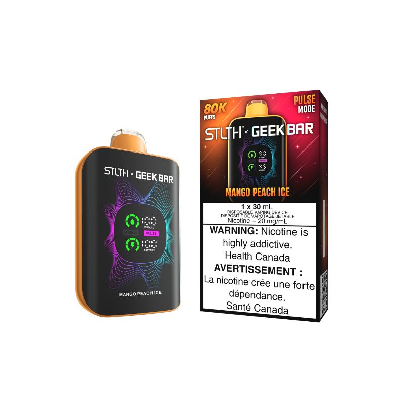 Manitoba *EXCISED* Disposable Vape STLTH X Geek Bar 80K Pulse Mango Peach Ice Box of 4