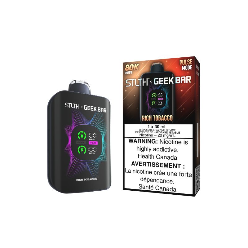Manitoba *EXCISED* Disposable Vape STLTH X Geek Bar 80K Pulse Rich Tobacco Box of 4