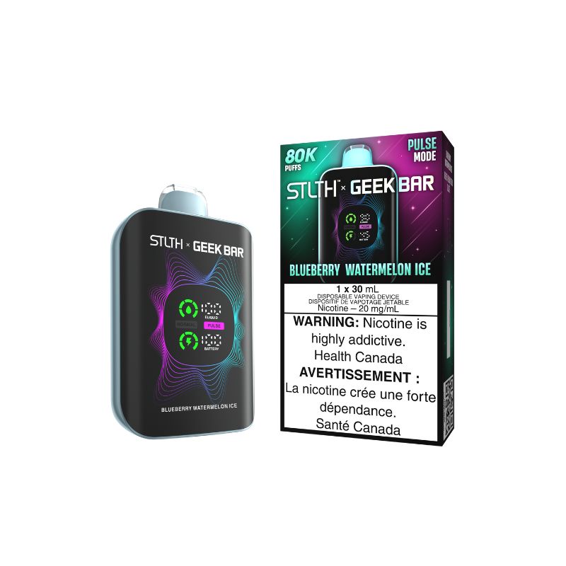 Federal *EXCISED* Disposable Vape STLTH X Geek Bar 80K Pulse Blueberry Watermelon Ice Box of 4