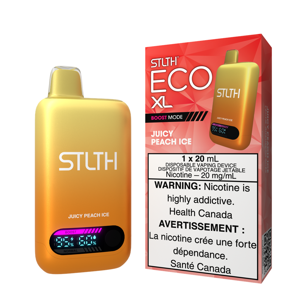 Manitoba *EXCISED* Disposable Vape STLTH Eco XL Juicy Peach Ice Box of 5
