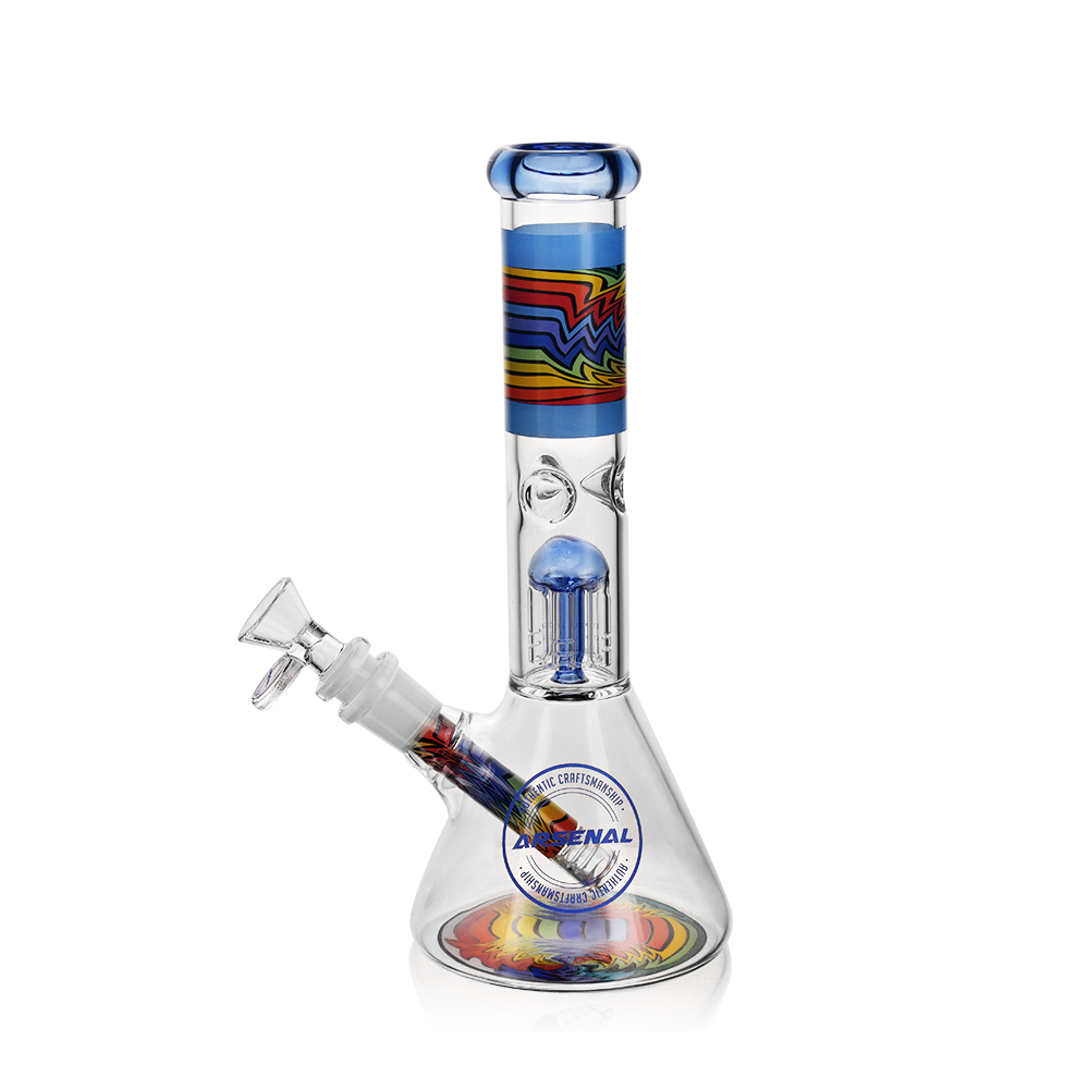 Glass Bong Arsenal Rainbow Thunder Beaker Tree Perc 10"