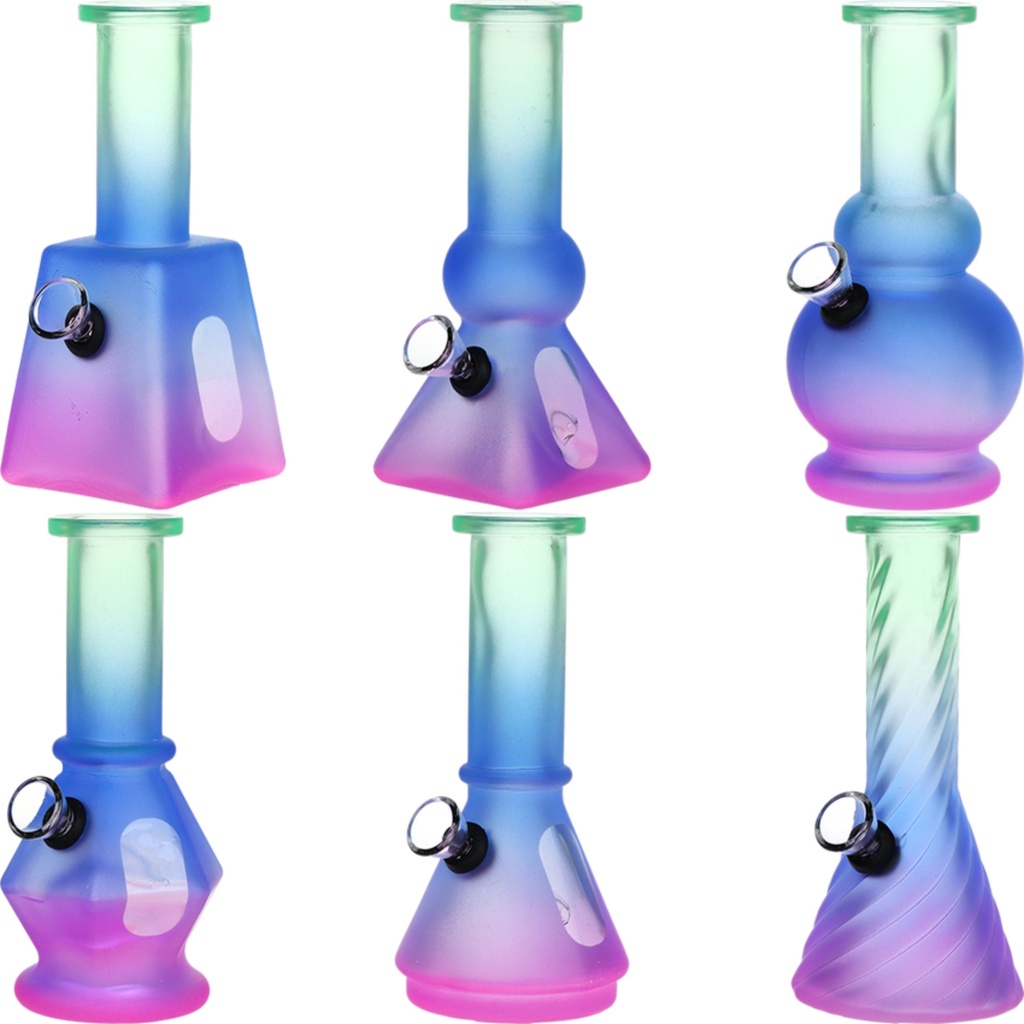 Glass Bong SeshGear Neon Ombre Glass Mini Water Pipe 6" - Assorted Styles   Box of 6