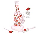 Glass Rig Pulsar Fruit Series Strawberry Cough Glow In The Dark Dab Rig Kit - 8"