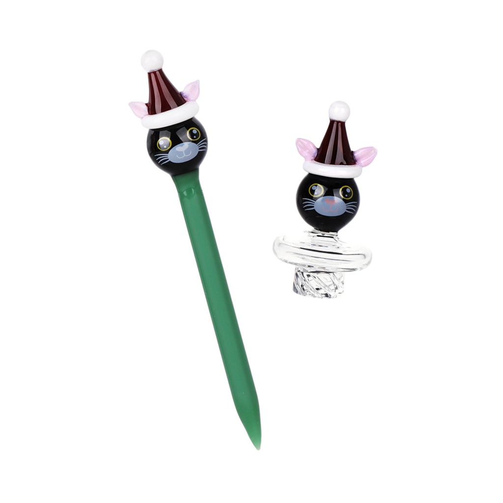 Glass Rig Pulsar Holidaze Series Glass Dab Rig Set - 8.25"  Xmas Kitty