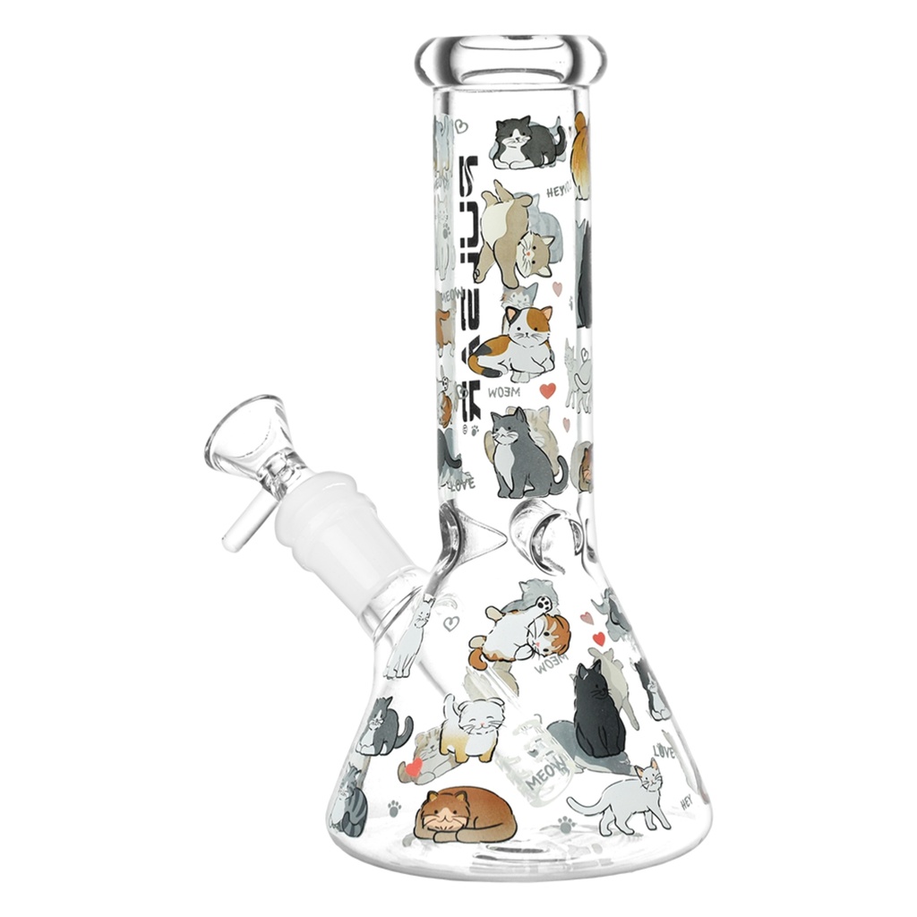 Glass Bong Pulsar Kitten Corral Beaker Glass Water Pipe - 7.75"