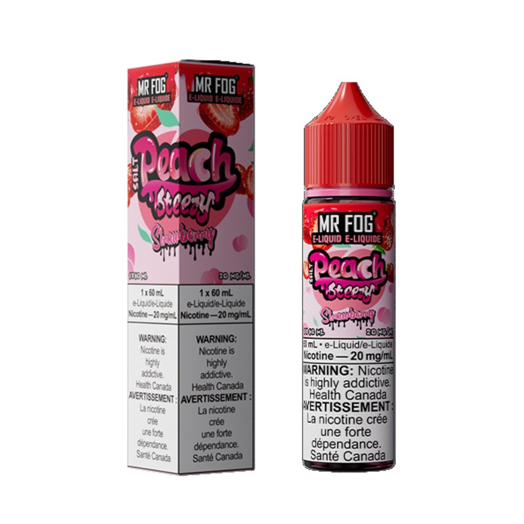 Manitoba *EXCISED* Nicotine Liquid Mr Fog Peach Steezy Salt 60ml Strawberry