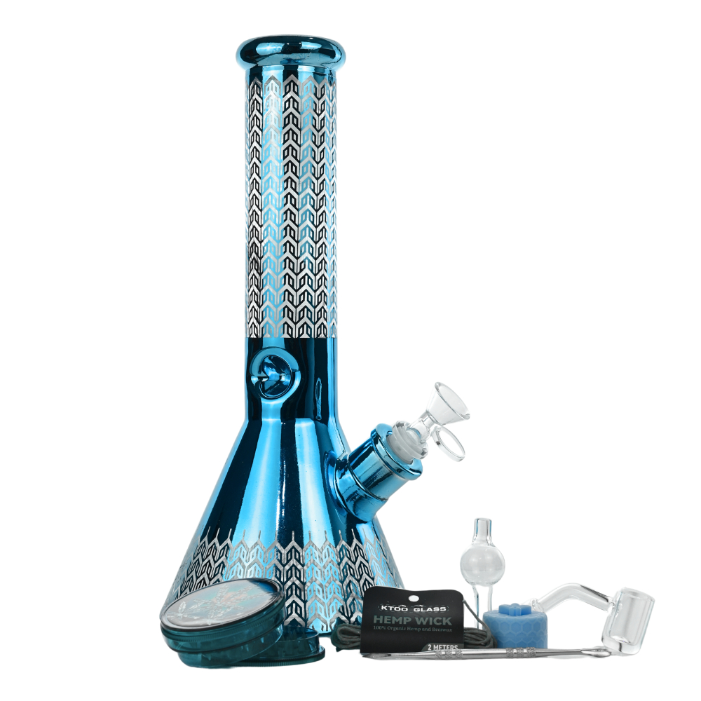 Glass Bong Arsenal Glass 5mm Aqua Labyrinth Glass Bong 9-in-1 Dab Kit 12"