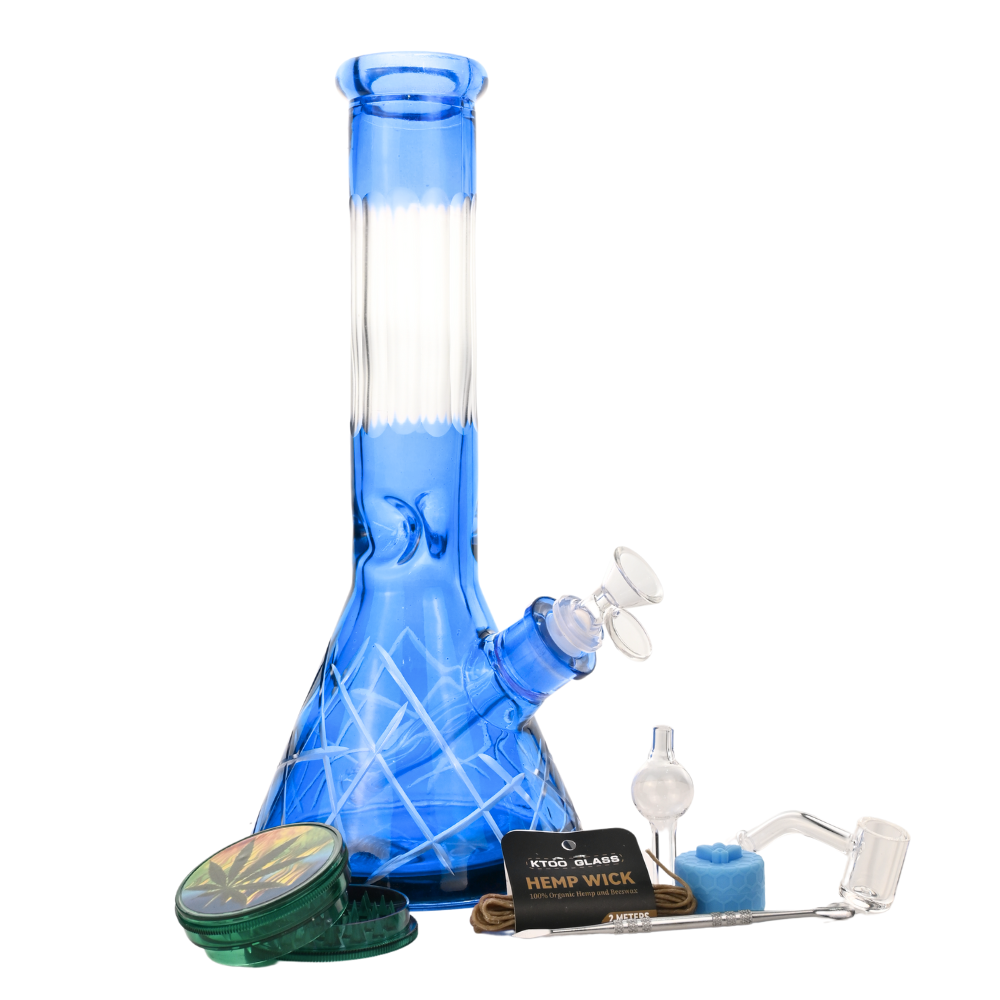 Glass Bong Arsenal Glass 5mm Crystal Matrix Glass Bong 9-in-1 Dab Kit 12"