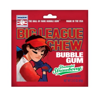 Snacks Big League Chew Bubble Gum Slammin' Strawberry Box of 12
