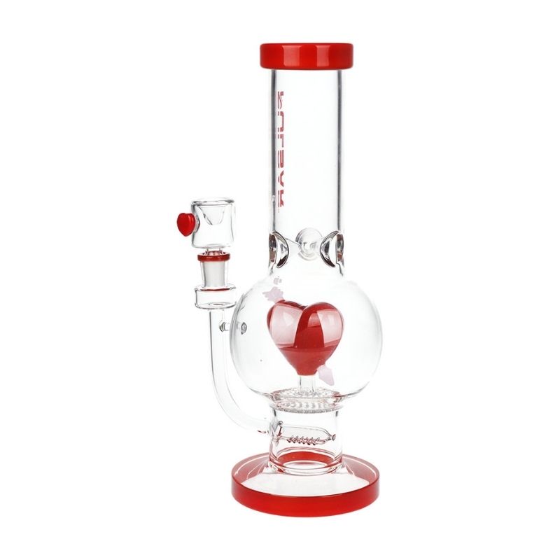 Glass Bong Pulsar Cupids Heart Bubble Base Glass Water Pipe 12"
